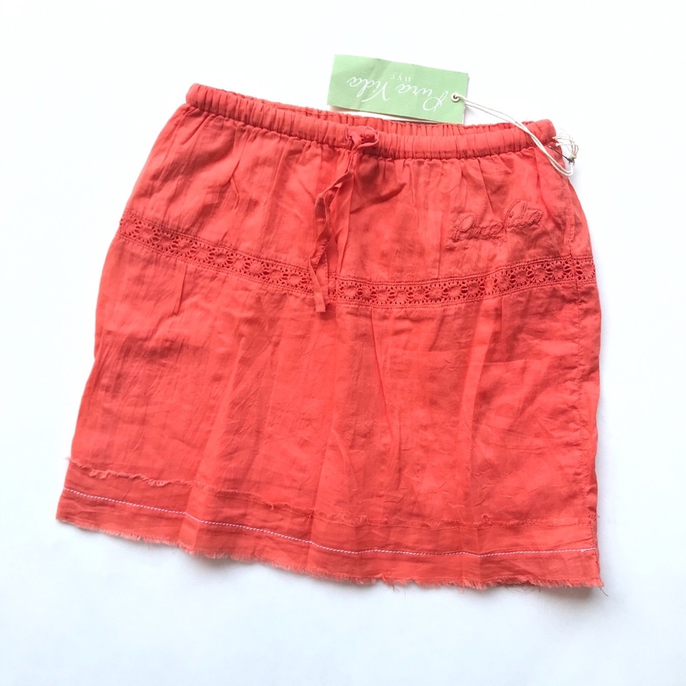 Pura Vida NYC Orange Boho Crochet Cotton Skirt